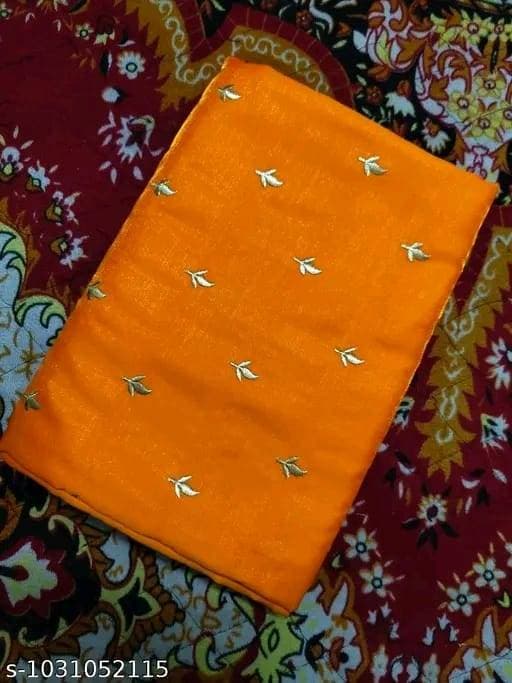 Satin silk saree with new embroidery work in silver zari