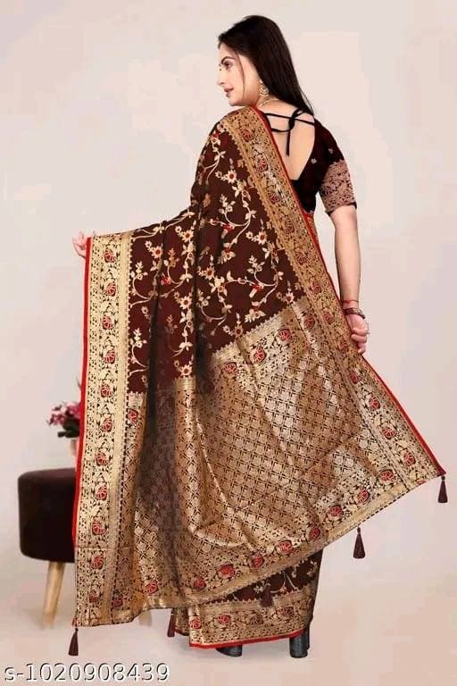 Banarasi satin silk saree with embroidery