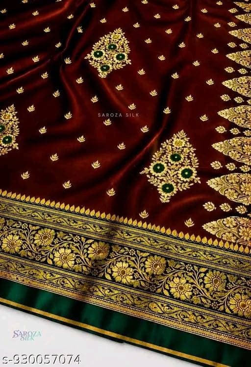 Satin silk saree with embroidery
