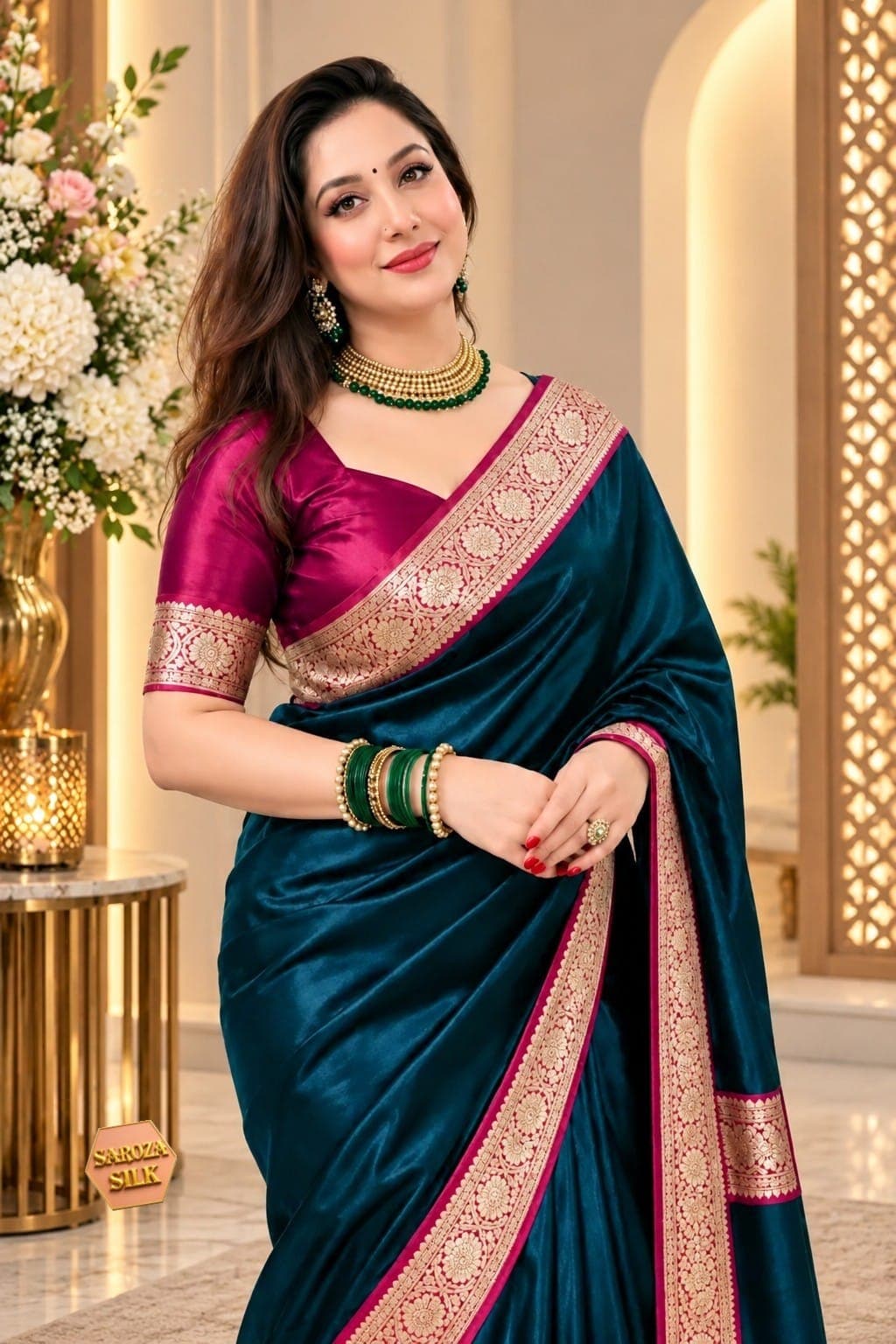 Mau satin silk saree