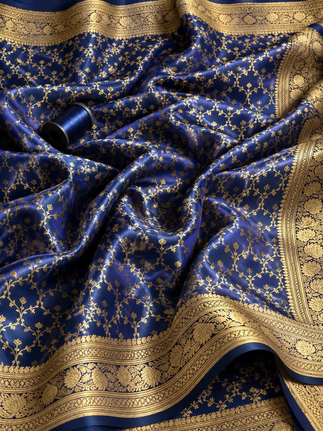 Peacock Blue Banarasi Katan Silk Saree