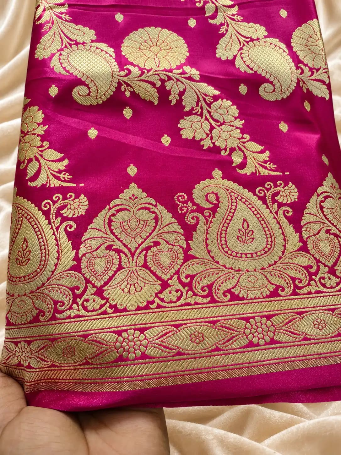 Rani Pink Banarasi Katan Silk Saree