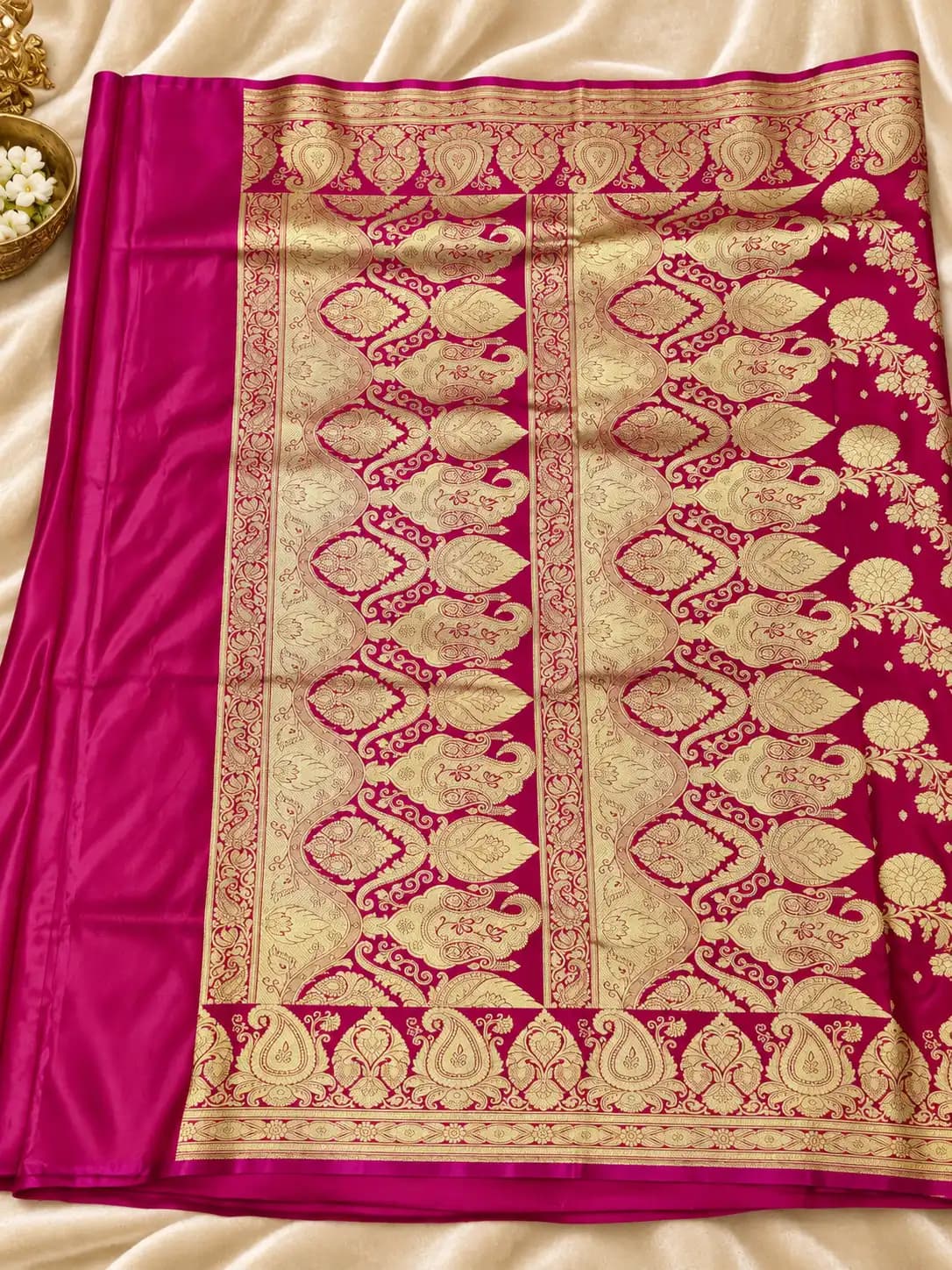 Rani Pink Banarasi Katan Silk Saree