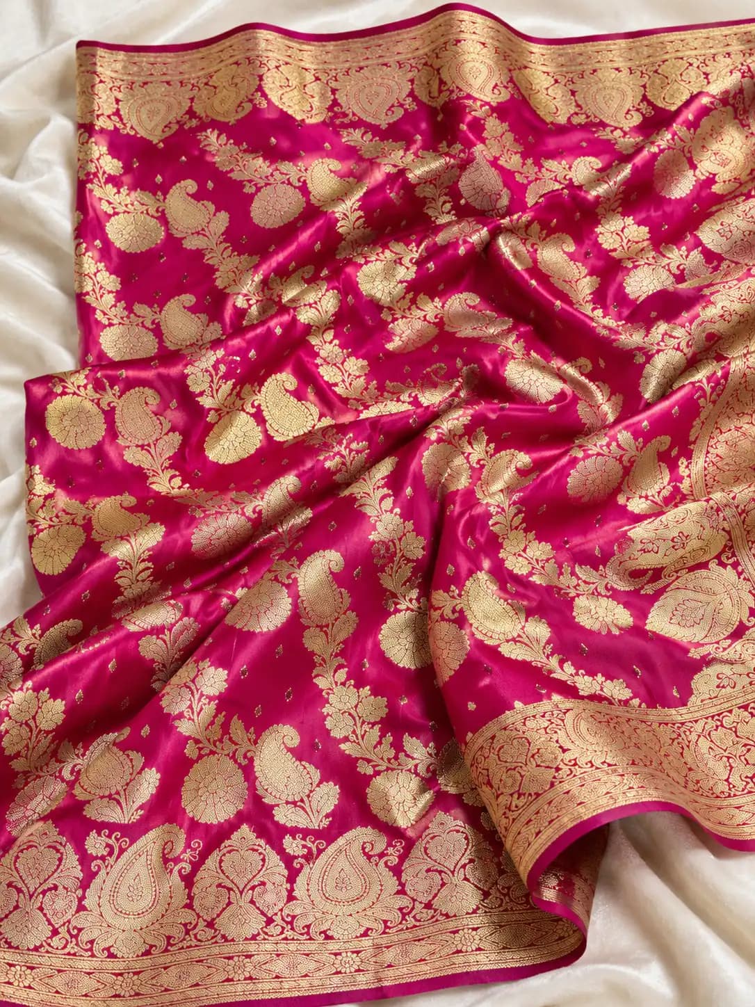 Rani Pink Banarasi Katan Silk Saree