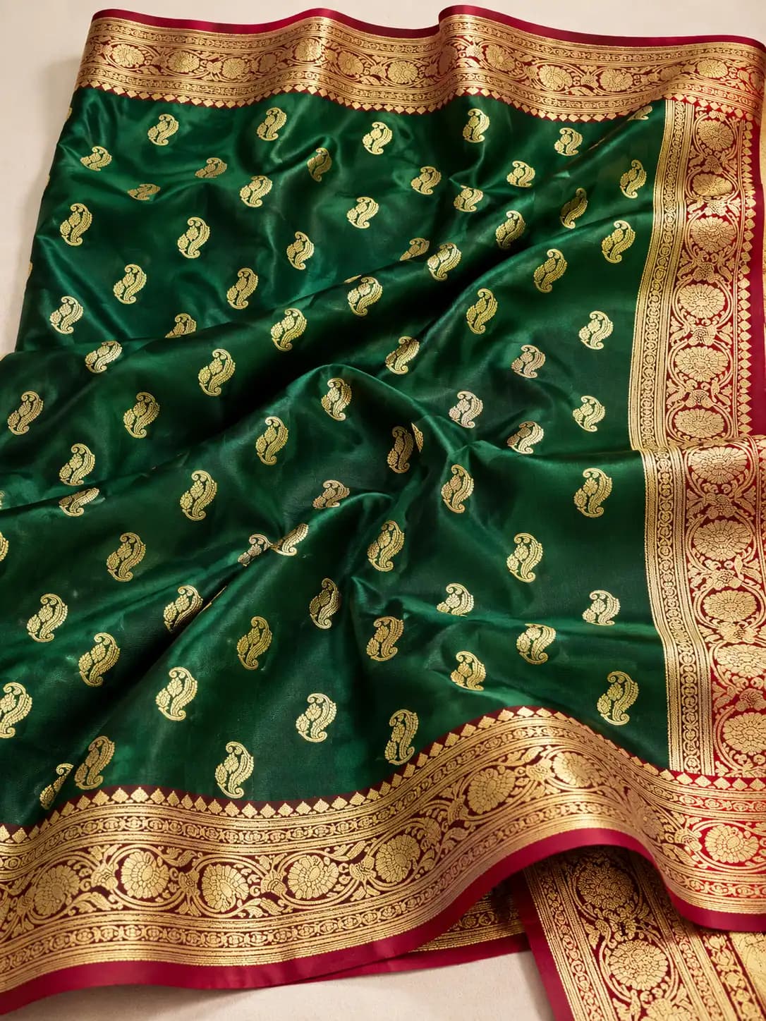 Emerald Green Banarasi Katan Silk Saree