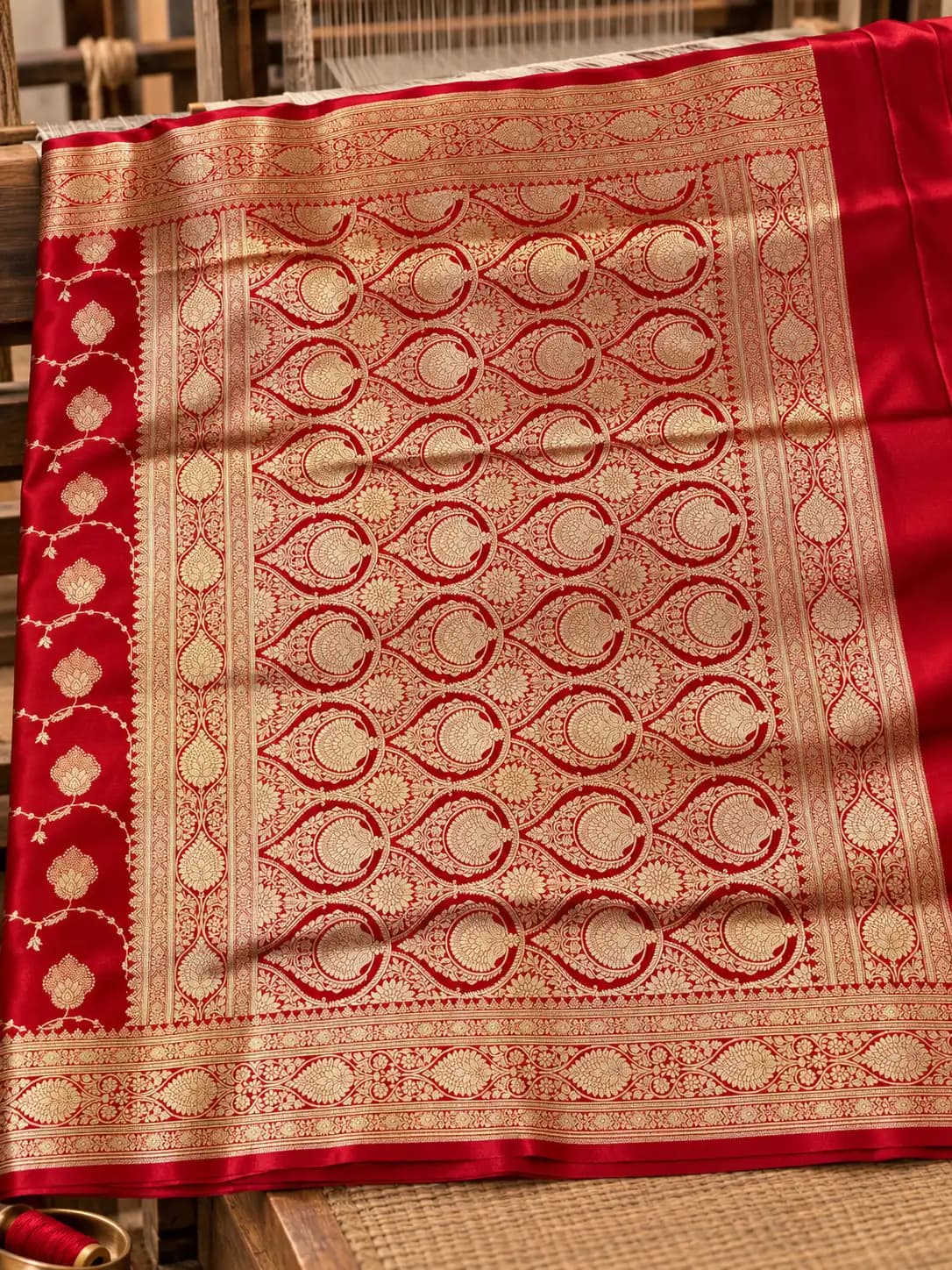 Bridal Red Banarasi Katan Silk Saree
