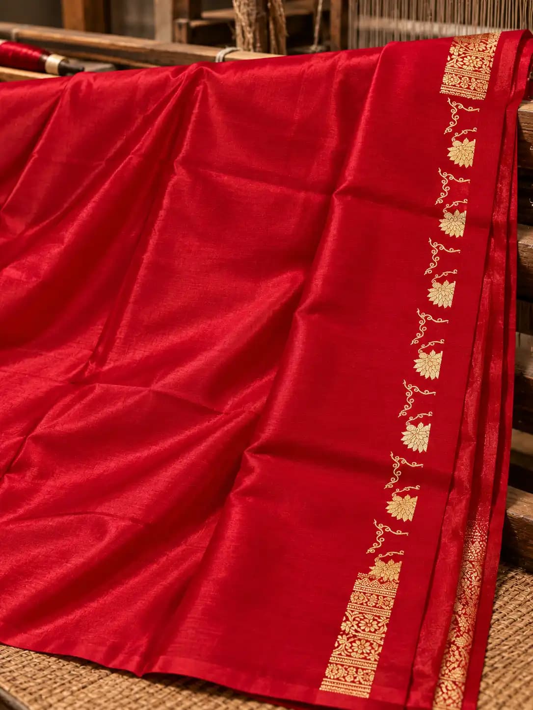 Bridal Red Banarasi Katan Silk Saree
