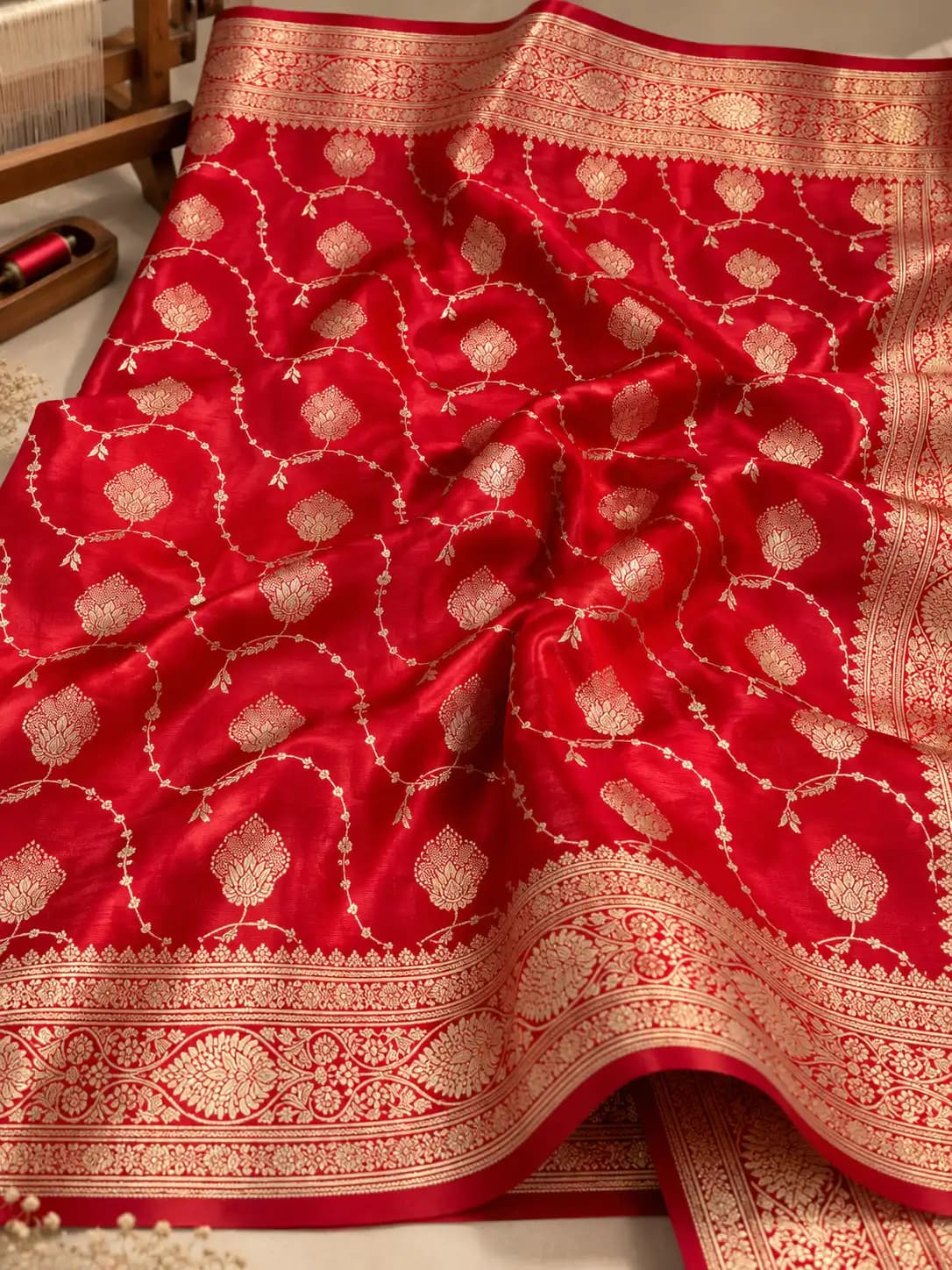 Bridal Red Banarasi Katan Silk Saree