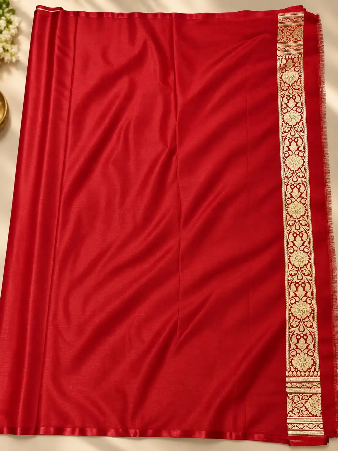 Crimson Red Banarasi Katan Silk Saree