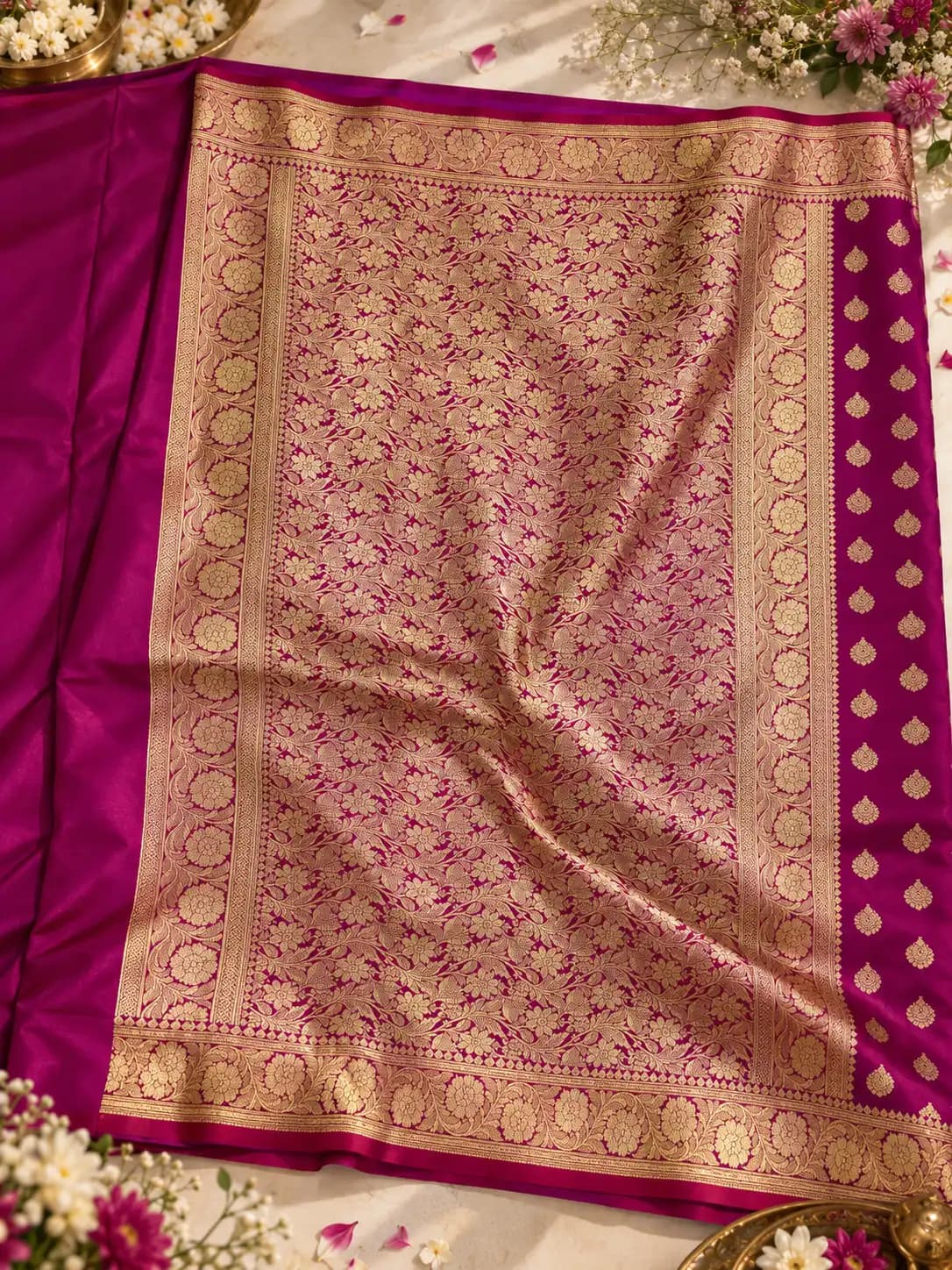 Magenta Banarasi Katan Silk Saree