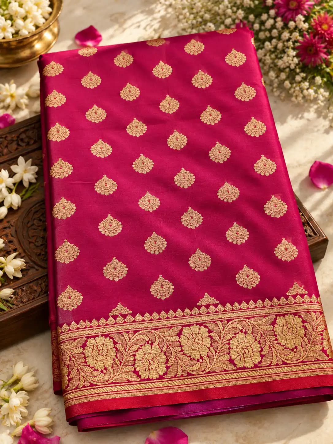 Magenta Banarasi Katan Silk Saree