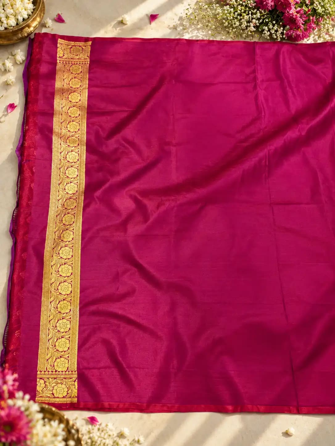 Magenta Banarasi Katan Silk Saree