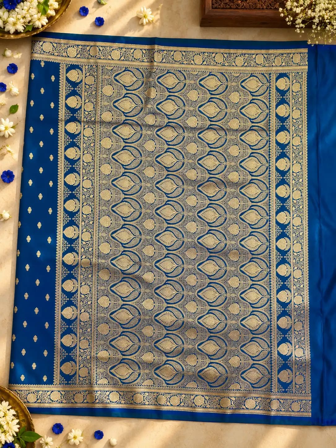 Teal Blue Banarasi Katan Silk Saree