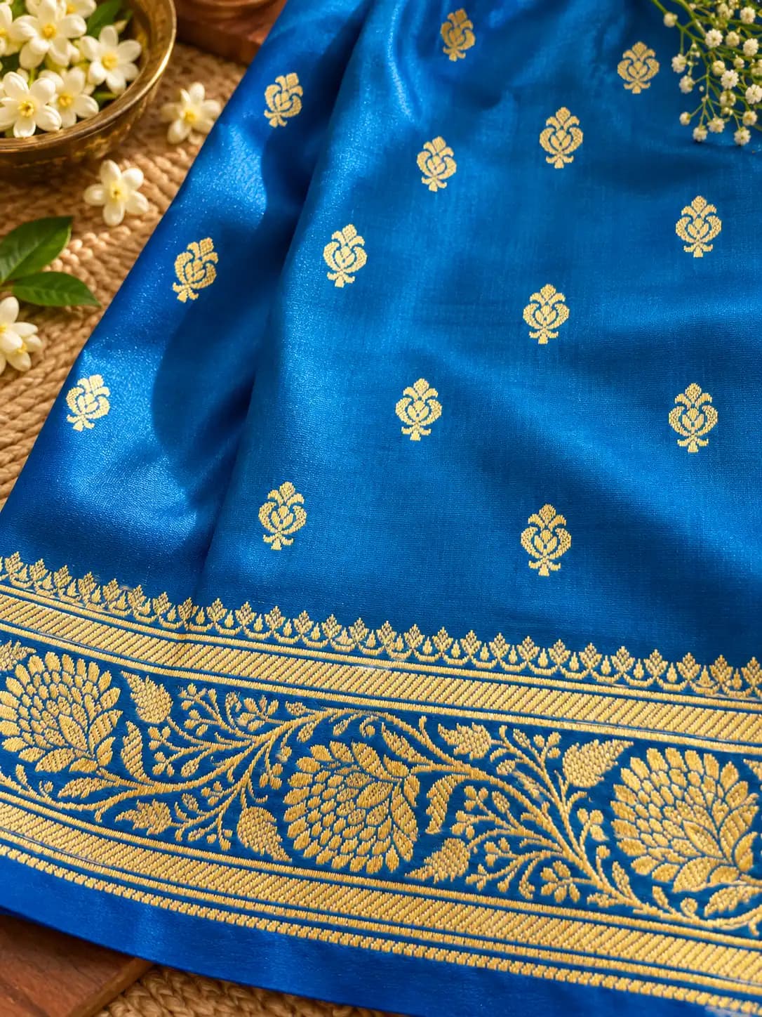 Sapphire Blue Banarasi Katan Silk Saree