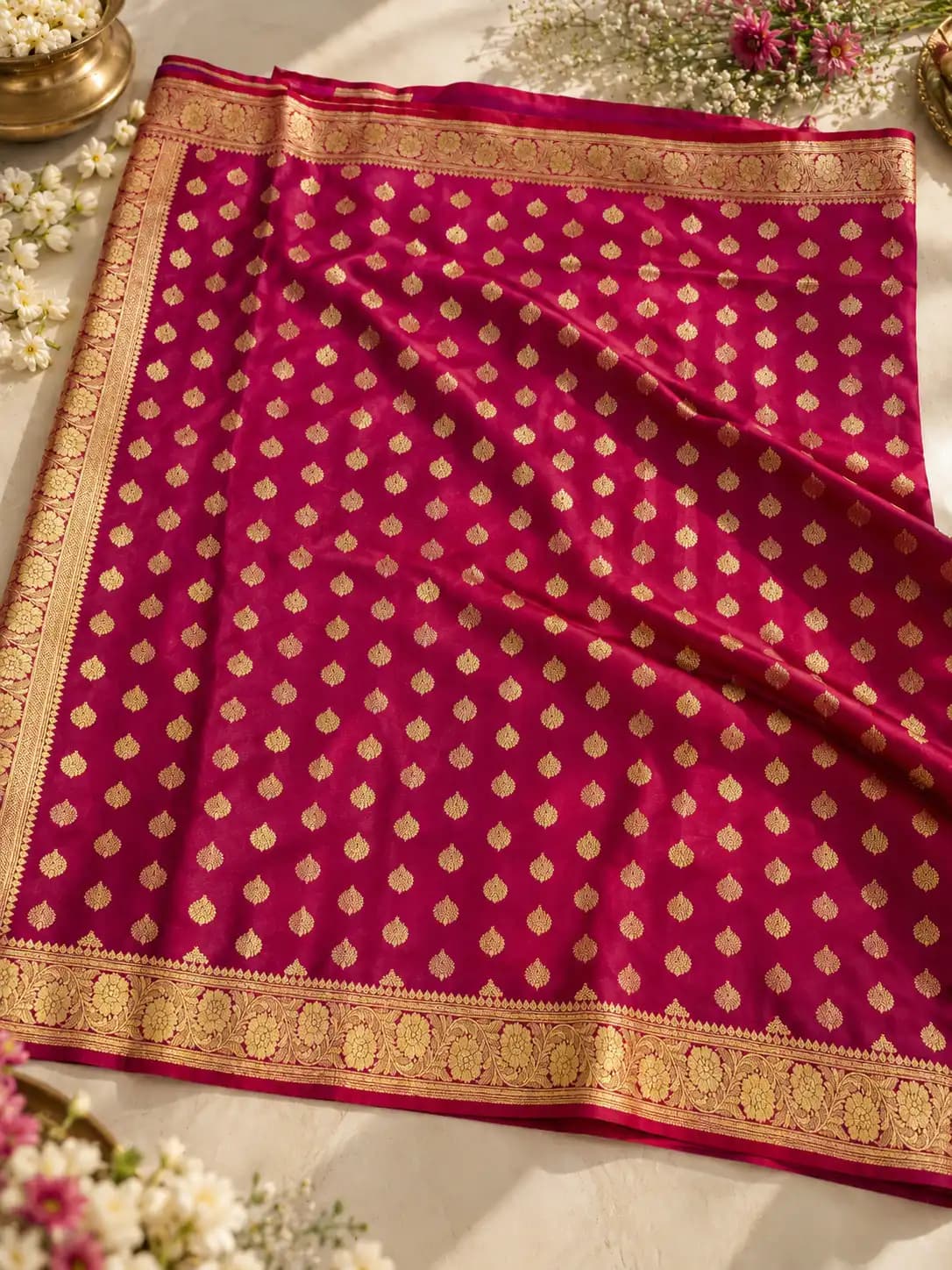 Magenta Banarasi Katan Silk Saree