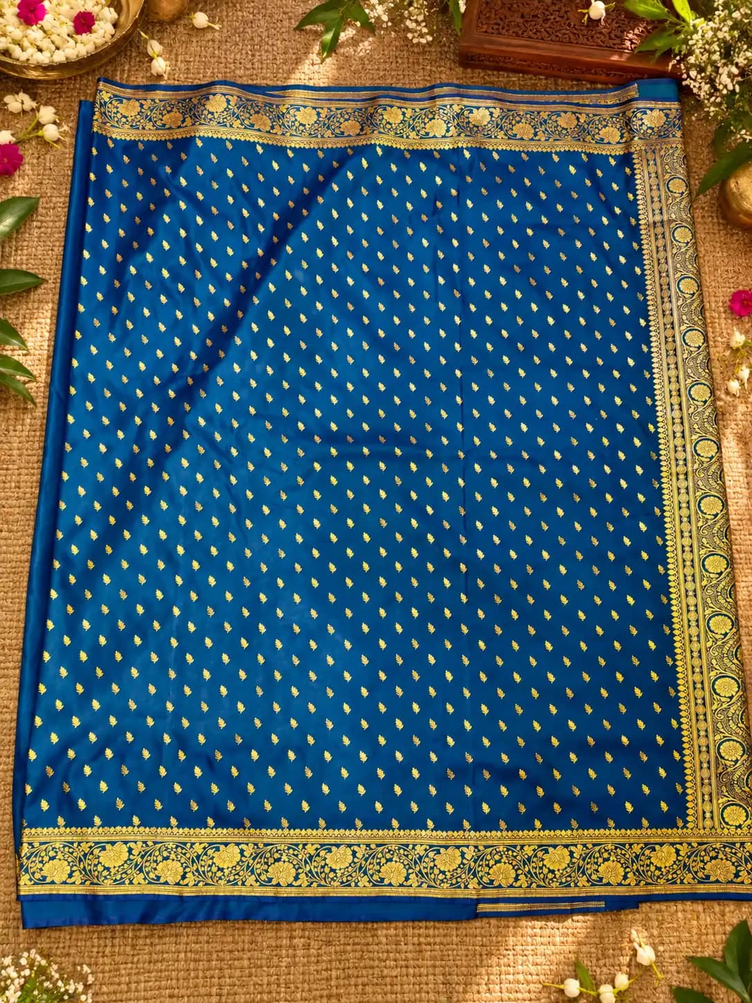 Sapphire Blue Banarasi Katan Silk Saree